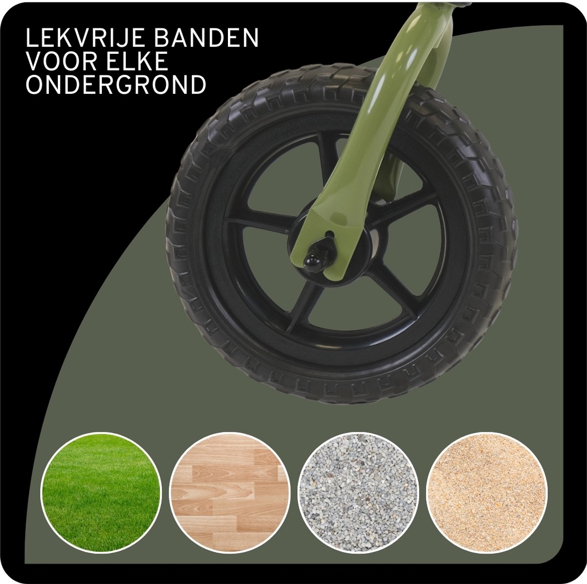 Hippiez Metalen Loopfiets Worker Old Green vanaf 2 jaar - Groene Loop Fiets - Verstelbaar Zadel en Stuur - Voor Jongens en Meisjes - Compact en Veilig - Lage Instap — afbeelding 6