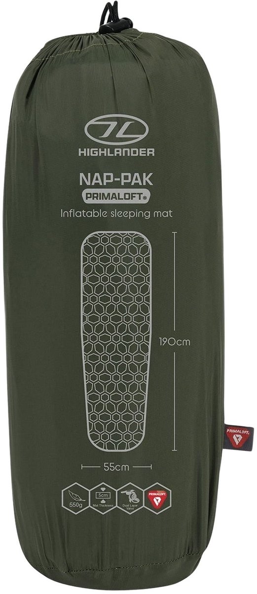 Highlander opblaasbare slaapmat NAP-PAK Primaloft® - R-waarde 2,4 - Groen van HI — afbeelding 5