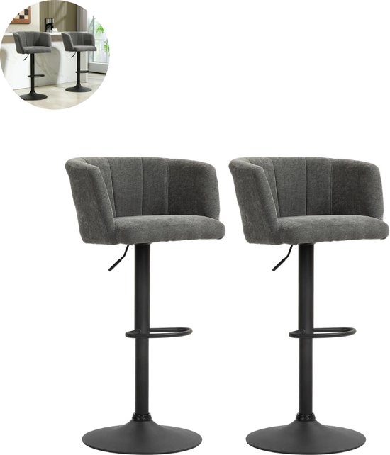 EUGAD Barkruk, 4-delige set, in hoogte verstelbaar, 360 graden draaibaar, barstoel met rugleuning, voetensteun, gestoffeerde kruk met fluwelen bekleding, ergonomische kruk in bar, zitting 49 x 35,5