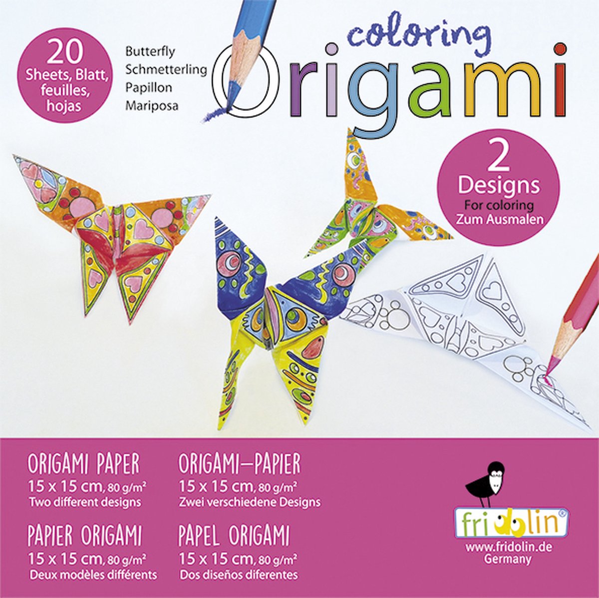 FRIDOLIN Kleurplaten Origami - Vlinder.