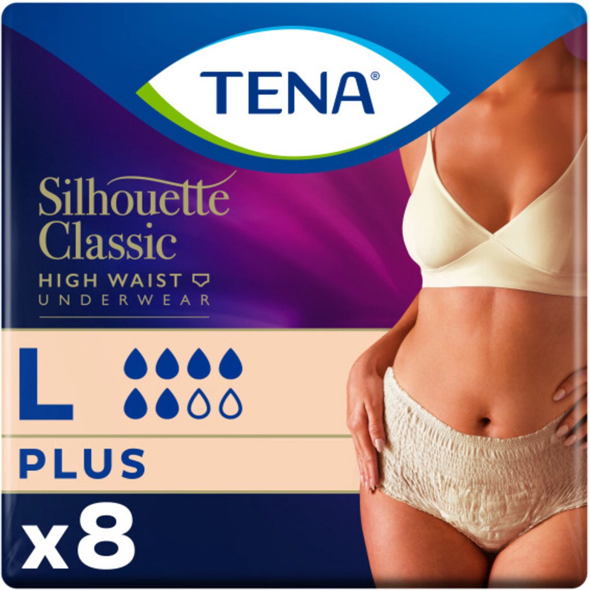 Goedkoopste TENA Silhouette Classic Underwear High Waist Blanc Plus L 8 stuks