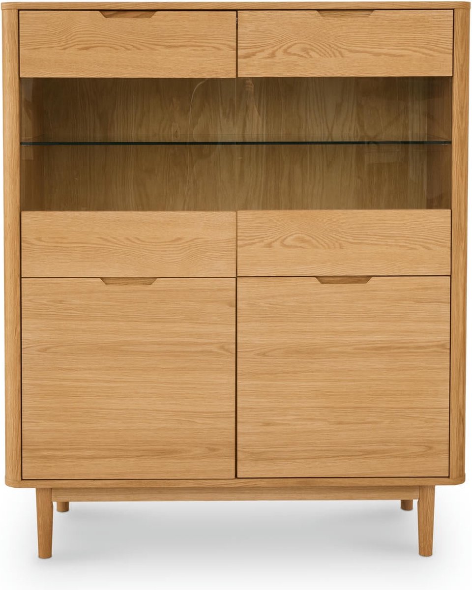 Wandkast Naturel Eiken - Eiken Fineer - 123x45x146cm - Wandkast Nyborg - Giga Meubel