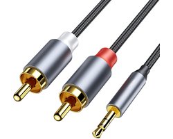 Qost - Aux naar RCA kabel - 1,5 meter - 3.5mm Jack naar 2 RCA Stereo - Audio Cable - Jack 3.5mm naar 2 Tulp Plug