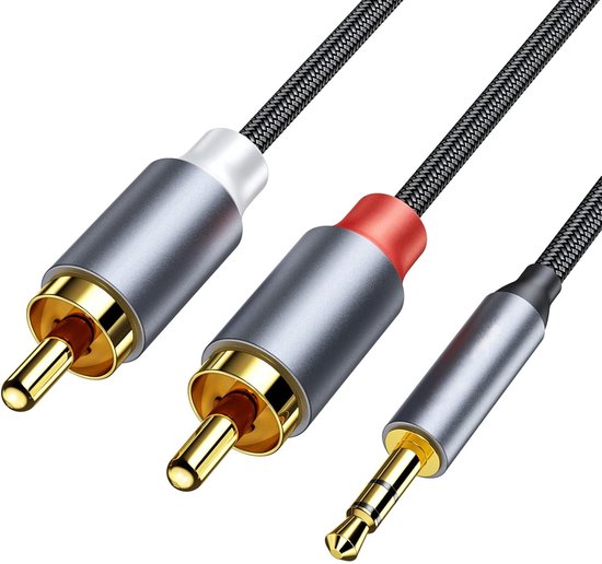 Qost - Câble Aux vers RCA - Câble Audio Stéréo Jack 3,5 mm vers 2 RCA - Prise Jack 3,5 mm vers 2 RCA