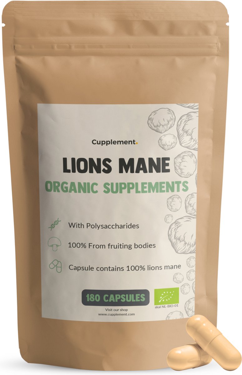 Cupplement Lion's Mane Paddenstoel Capsules 180 Stuks 500 MG Per Capsule...