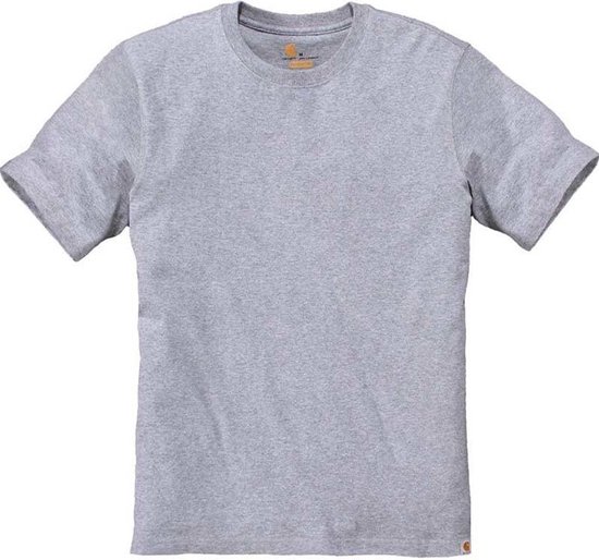 Een effen lichtgrijze Carhartt t-shirt met ronde hals en korte mouwen.