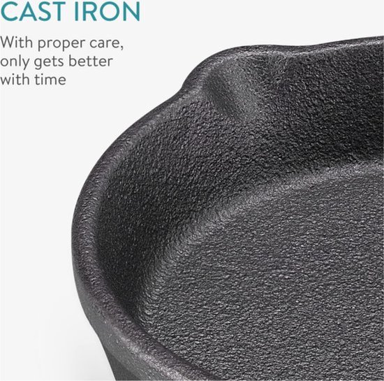 Gietijzeren ronde steakplate - met onderzetter - 22 cm