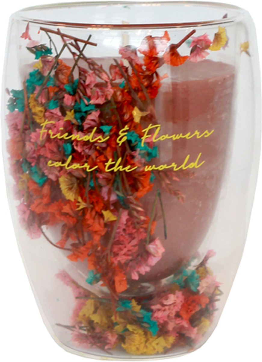 Creaties van hier MY FLAME - Sojakaars in dubbelwandig glas - FRIENDS & FLOWERS COLOR THE WORLD - Geur: Silky Tonka - Branduren: 50u - Maat: 11,5 x 8 cm diversen