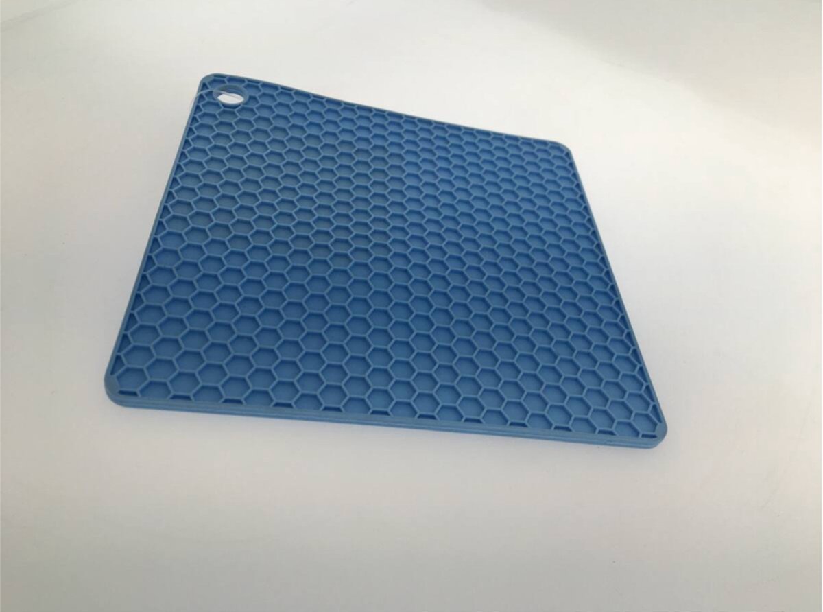 Benson Vierkante siliconen pannenonderzetter - hittebestendig - 17x17 cm - grijs/groen