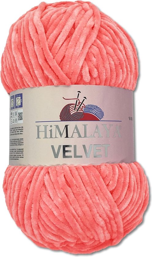 Himalaya Velvet Micro-polyester Breiwol, 5 x 100 gram, 600 meter -Fluweelzachte babywol, 500 gram wol (Zalm 90046)