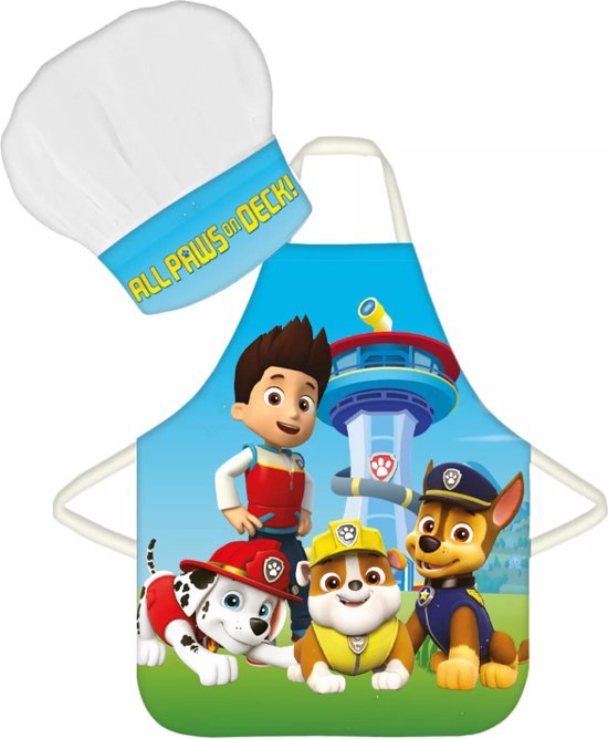 Paw Patrol kinderschort met kookmuts - kookschort - keukenschort