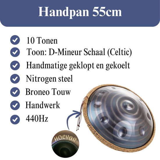 Tonen Blauwe Spiral Handpan Drum - 10 Tonen in D Mineur - Perfect voor ...