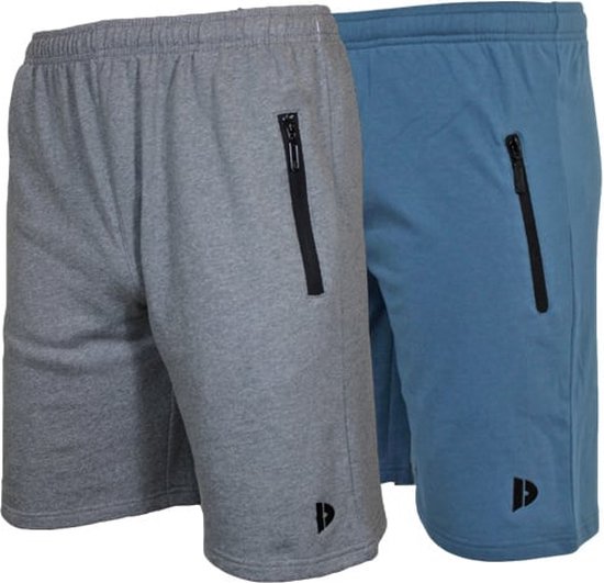 2-Pack Donnay Joggingshort (Nick) - Sportshort - Heren - Silver-marl/Denim blue (662) - maat S