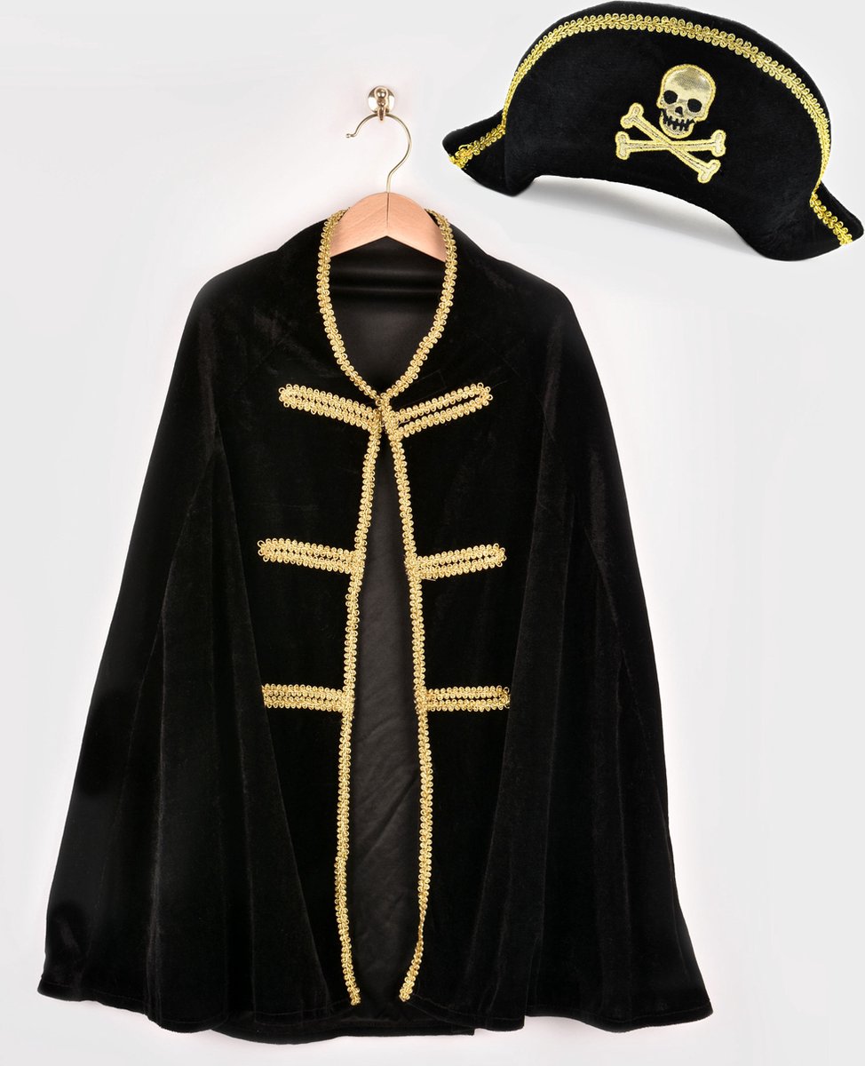 Den Goda Fen piraten cape en hoed verkleedset 98-128 piraat kostuum.