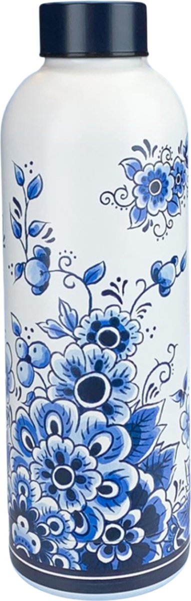 Thermosfles 500 ml - Waterfles - Drinkfles RVS - Delfts blauw - Hollandse cadeautjes