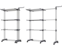 DailySupplies® Wasrek Inklapbaar op Wieltjes - Droogmolen - Droogtoren Staand - Zilver