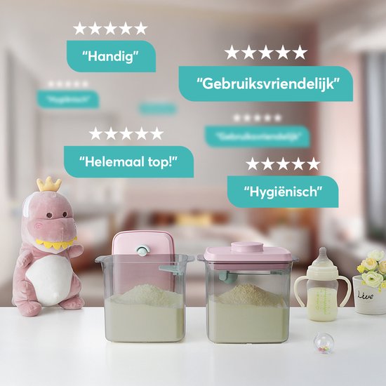 ANKOU 2300 Melkpoeder bewaarbus (UV-block/bescherming) kleur: roze - Melkpoeder doseerdoos - Babyvoeding opslag - Melkpoeder dispenser| Babyvoeding opslag |voorraad pot met vacuüm roze deksel inclusief maatschep (5gram poeder) van Merkloos — afbeelding 5