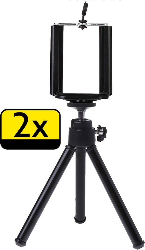 Mini Statief Smartphone Tripod Telefoon Houder - Zwart - 2 Stuks