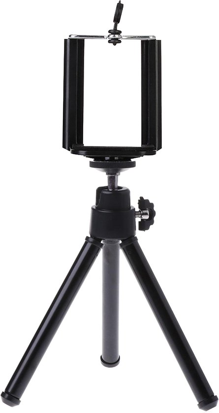 Tripod Smartphone Camera Houder – Statief Telefoon En Camera – Tripod Universeel Aluminium – Zwart