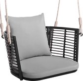 Bol.com COSTWAY Hangstoel rotan tot 180 kg belastbaar hangstoel met kussens metalen frame en hangtouwen hangstoel schommelstoel ... aanbieding
