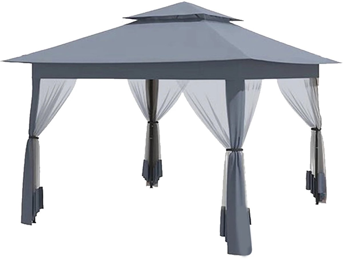 Trend24 Santa Barbara - Paviljoen - Partytent - Easy up partytent - Tuinpaviljoen - 3 x 3 m - Waterdicht - Incl. draagtas - Antraciet
