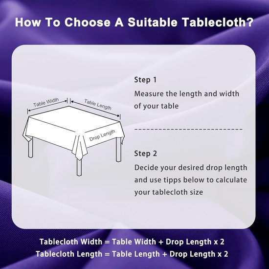 Nappe Famanu Violet , antitache, lavable, imperméable, pour salle à manger, jardin, fête, mariage ou maison, 140 x 240 cm