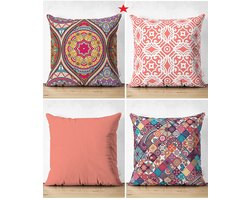 Sierkussens set van 4 stuks - INCLUSIEF BINNENKUSSENS 45x45 cm - Marokkaans mozaïek - dubbelzijdig bedrukt - kussensloop - kussens woonkamer - kussenhoes