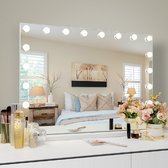 Miroir Hollywood de VANITII, 80x58 cm, 18 lumières LED, trois modes d'éclairage, miroir grossissant 10X amovible, Wit