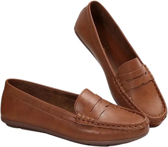 Bovista Loafers Dames - Met Hak - Damesschoenen - Instappers - Bruin - Maat 37.5