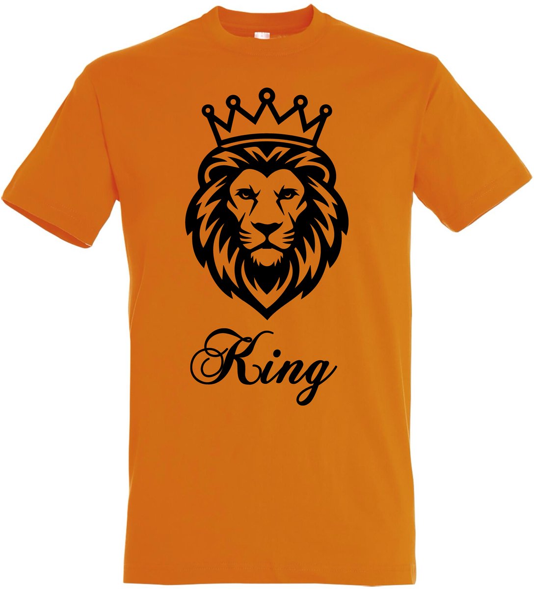 Leeuw King T-shirt - Oranje - Oranje T-shirt - Koningsdag - Koningsdag Outfit - Koningsdag Kleding - Heren - Dames - Unisex - Oranje Kleding - Maat L