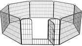 Avalo Puppyren Ø210cm Opvouwbaar Zwart - 8 panelen 80x60cm - Dierenren / Konijnenren / Hondenren