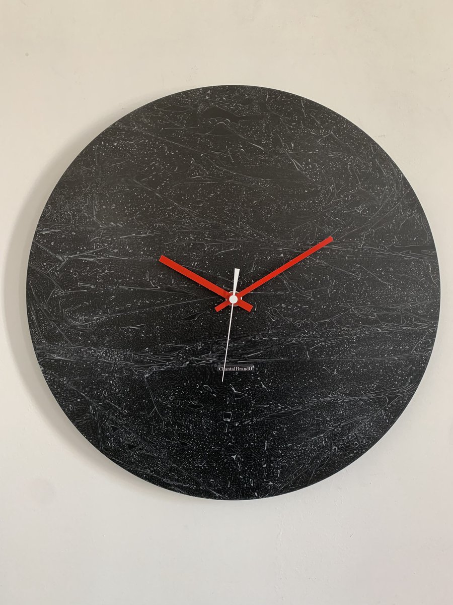 ChantalBrandO Wandklok BRETAGNE BLACK XL Modern Industrieel Design