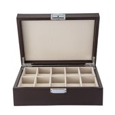 Emilie collection - horlogedoos - bruin - luxe opbergdoos voor 10 horloges - maat medium