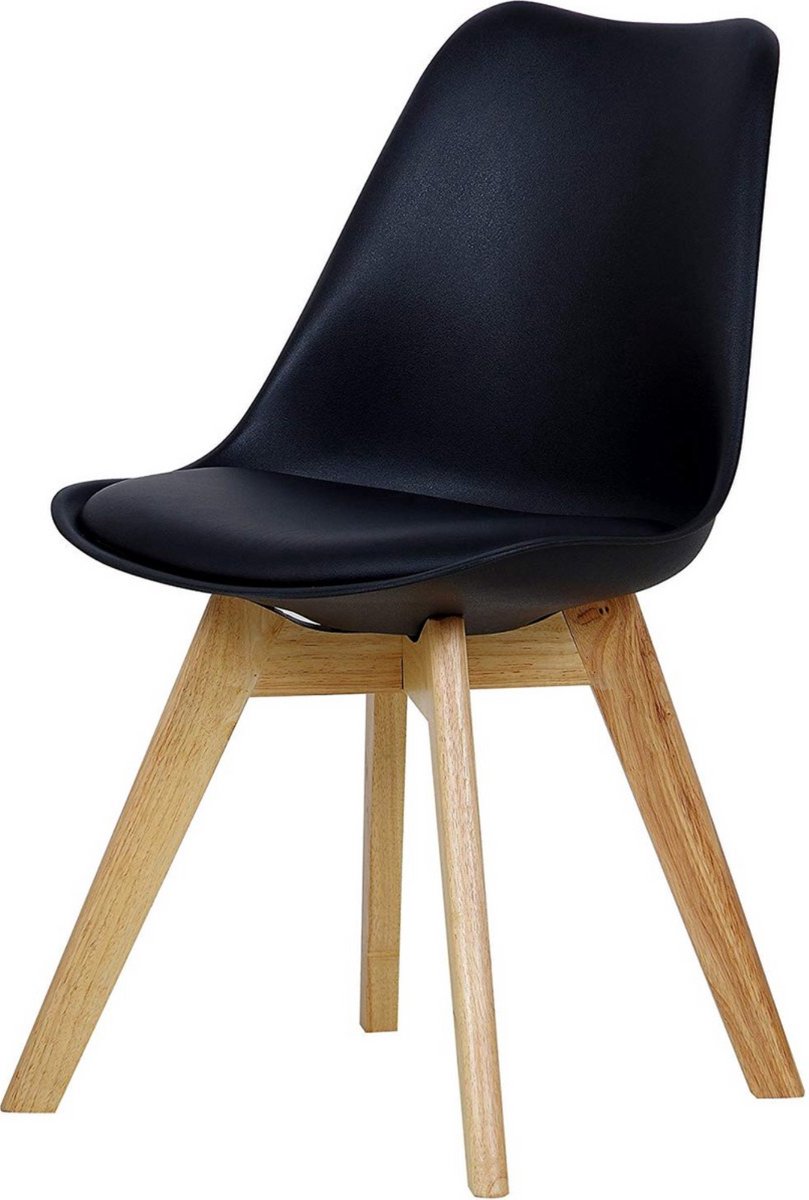 In And Outdoormatch Houten kuipstoel - ergonomisch & stevig - modern design - beukenhout - zwart - 48x42x82 cm