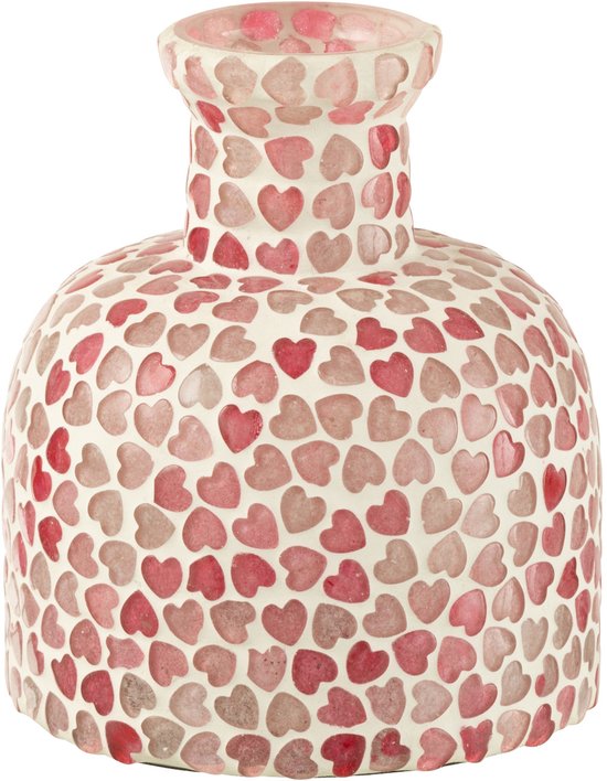 J-Line vase Coeur Mosaïque - verre - rose - small - Ø 11 cm