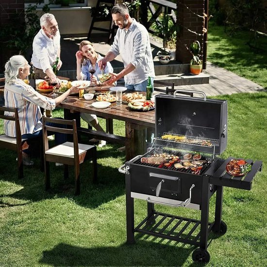 Boleen - Barbecue au charbon de bois avec table d'appoint pliable - Barbecue - Barbecue au Charbon de bois de bois - Perfect pour les pique-niques en plein air
