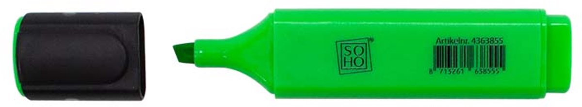 SOHO Tekstmarker - Markeerstift - Highlighter - Beitelpunt - Groen