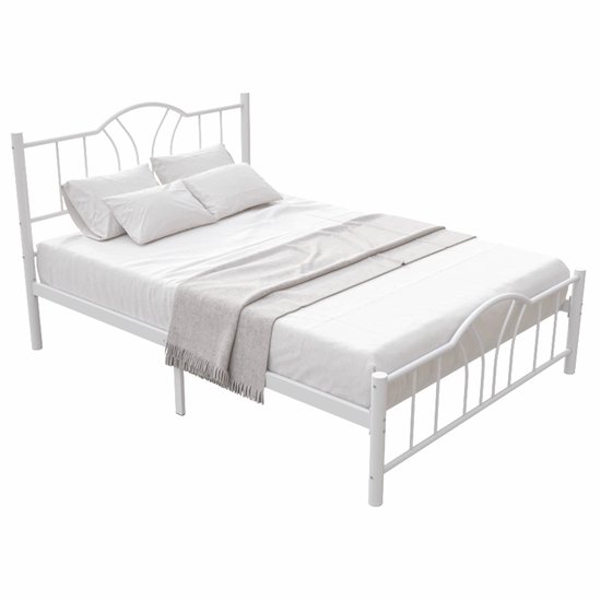 Cadre de lit en métal robuste AirSleeperz Bella - Couleur blanc - Dimensions 140x200 cm - Pour 2 personnes - Capacité de charge 600 kg