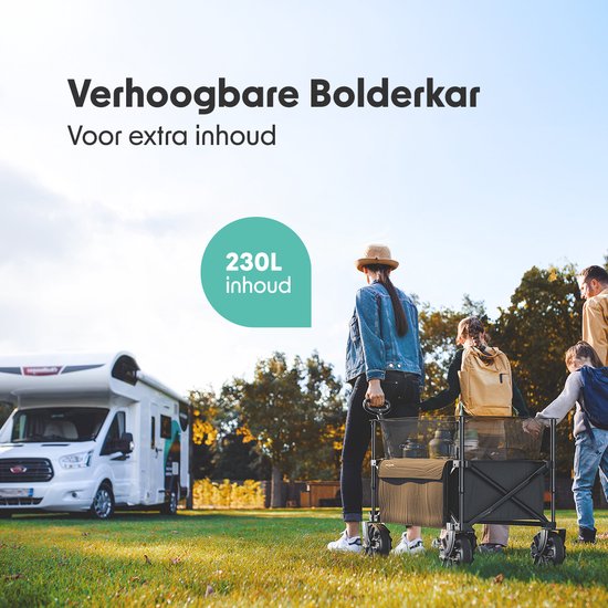 LifeGoods Bolderkar - Opvouwbaar - 100KG - 230L - Bolderwagen - Verhoogbaar - Beschermhoes - Zwart van LifeGoods — afbeelding 2
