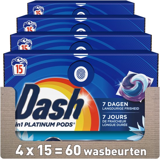 Dosettes de lessive Dash 4 en 1 Brise marine - 4 x 15 lavages