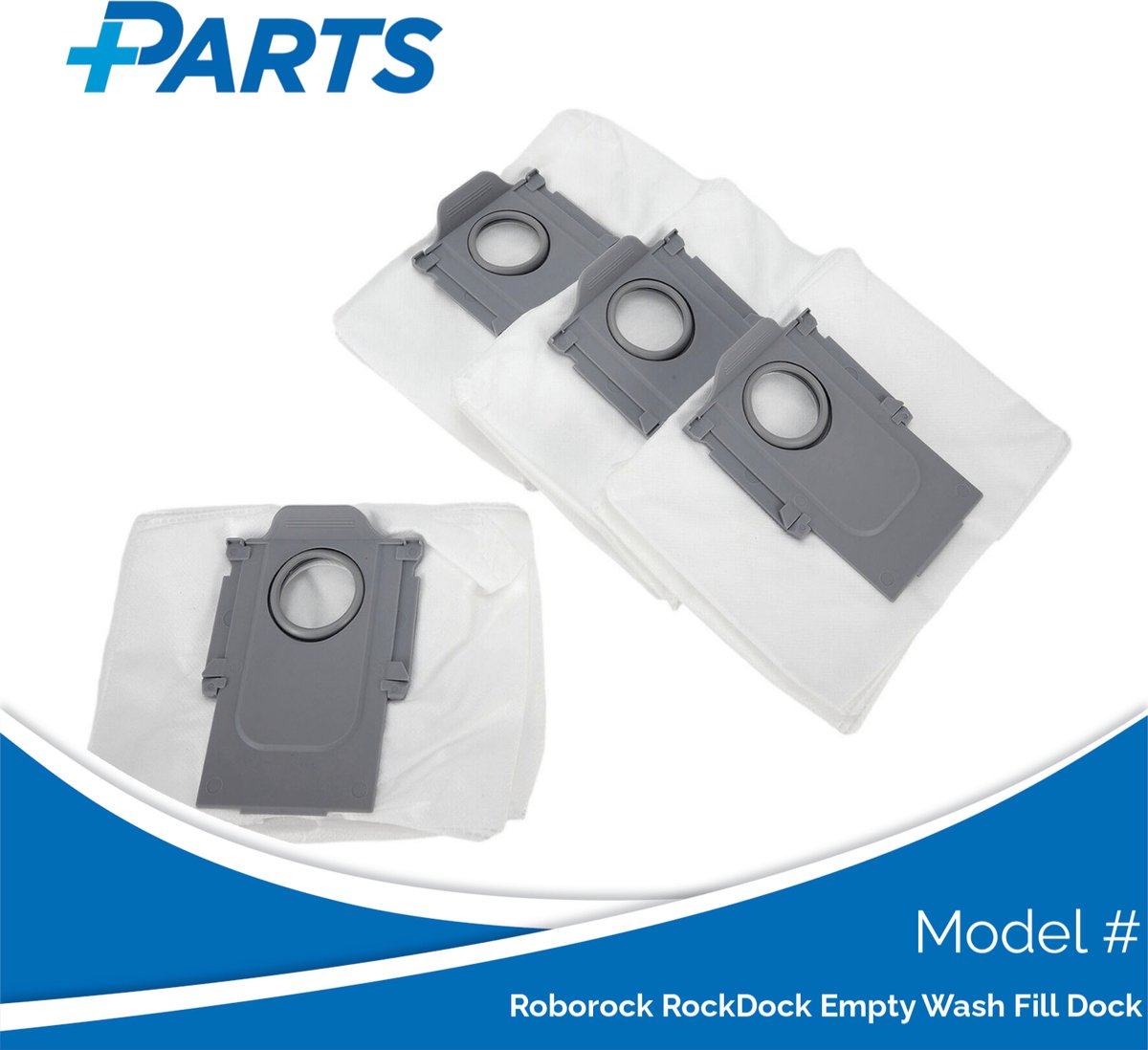 Plus.Parts Roborock RockDock Empty Wash Fill Dock Stofzakken (4 Stuks, Plus.Parts® alternatief voor 8.02.0132) Overig