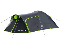 Peme Taurus Koepeltent Tent voor 3 personen, Zwart en groen, 2 ingangen, muskietennet, waterdicht, snelle opbouw, ademend materiaal