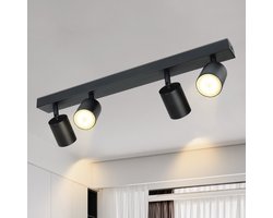NETTLIFE Opbouwspot - Plafondlamp - plafondspot met 4 lichtpunten - spots - zwart opbouwspots - L 53.5 cm - draaibar - kantelbaar - GU10 fitting - plafoniere - excl. GU10