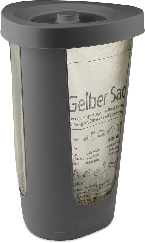 Rotho Fabu Müllsackständer gelber Sack mit Deckel, Kunststoff (PP recycelt), grün, (40,0 x 40,0