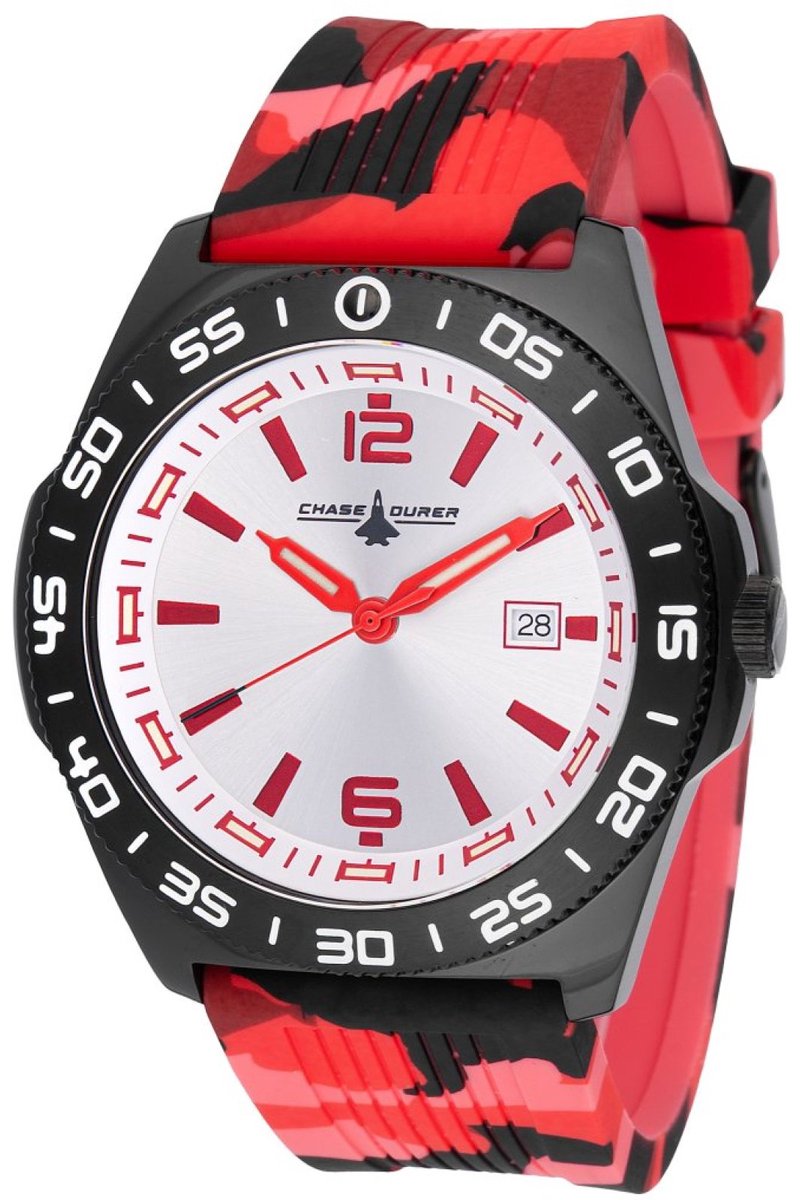 Chase Durer CDW-0171 Heren Horloge - Waterdicht - Analoog - Quartz Uurwerk - Roestvrij Staal met zilveren Wijzerplaat - 45mm