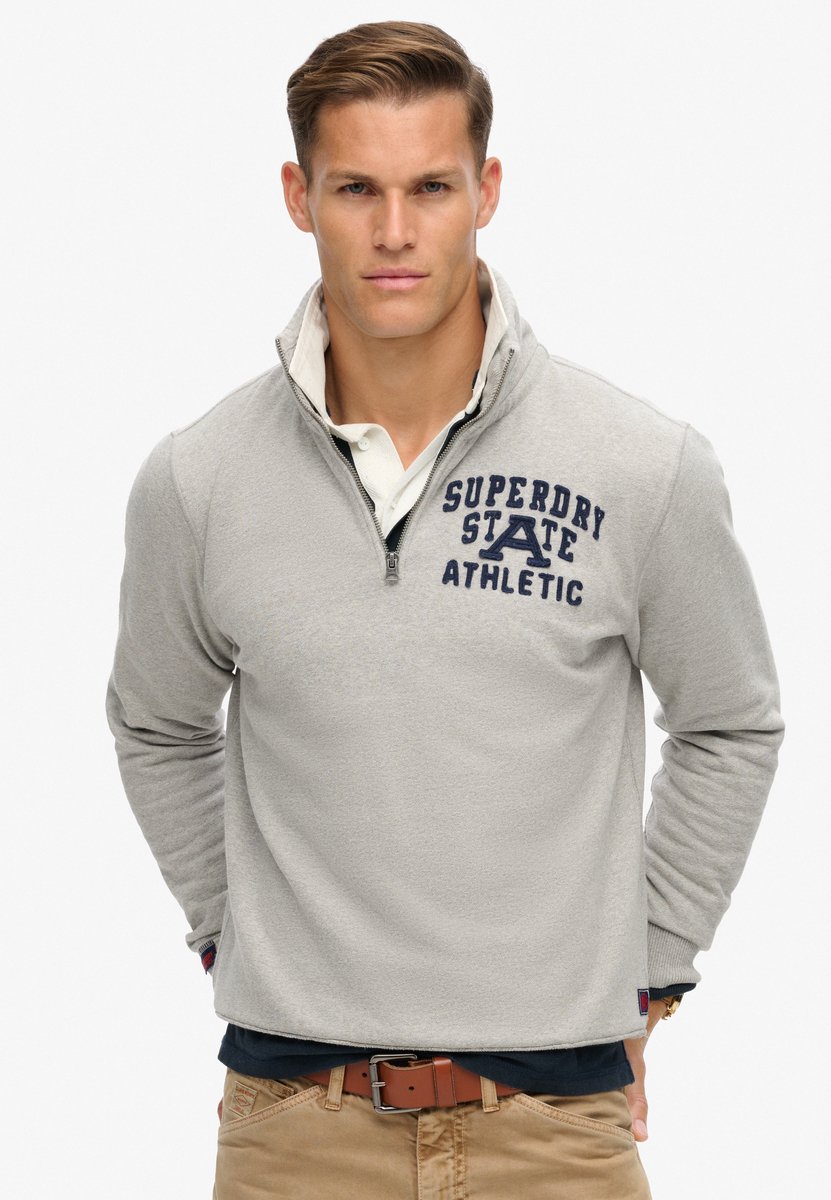 Superdry Vintage Athletic trui met halve rits Heren Truien Grijs