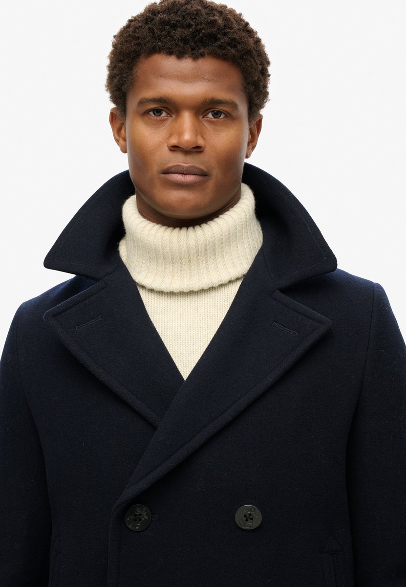 Superdry The Merchant Store Wollen Pea Coat Heren Jassen Blauw