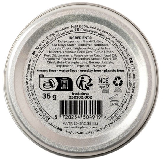 De bodem van een blikje met ingrediëntenlijst en barcode.