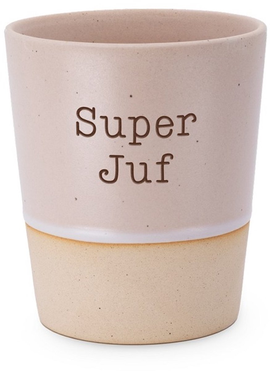 Mok - Beker - Koffie - Juf - Keramiek - lint: "Speciaal voor jou" - Cadeauverpakking