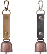 2-pack - Fluitset voor buiten met metalen bellen - Metalen vintage mini koebellen - Buitenbellen Metalen Clip - Draagbare Buitenbellen - Draagbare Wandelbellenset - Buiten berenleng - camping accessoires - Berenbel om te wandelen